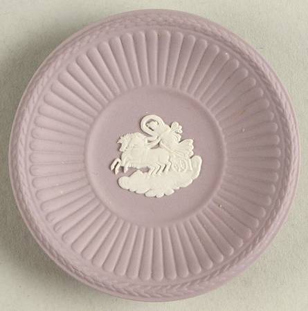 Cream Color on Lilac Jasperware Round Fluted Compotier