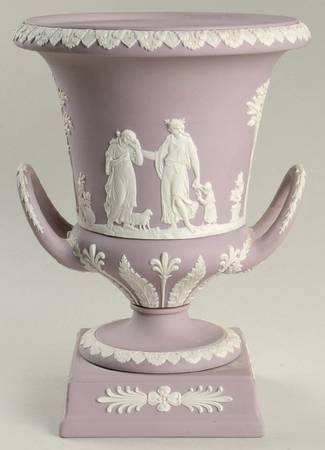 Cream Color on Lilac Jasperware Vase/Urn No Lid