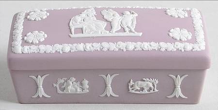 Cream Color on Lilac Jasperware 3" Rectangular Box & Lid