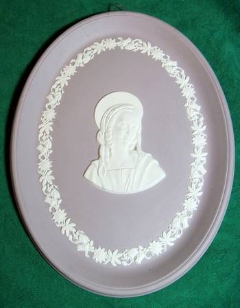 Cream Color on Lilac Jasperware Plaque