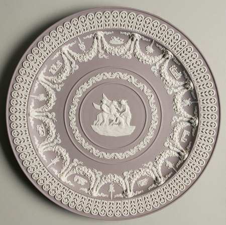 Cream Color on Lilac Jasperware Trophy Plate