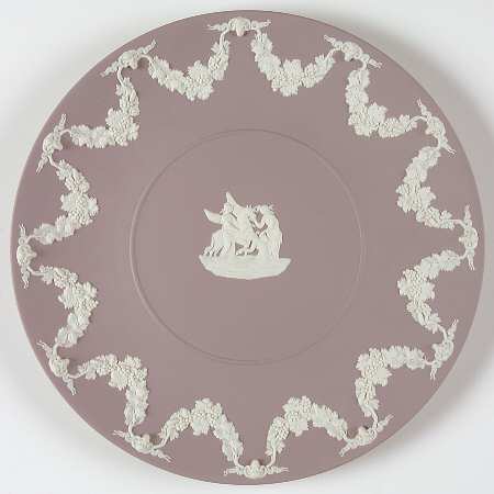 Cream Color on Lilac Jasperware Cake Plate