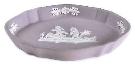 Cream Color on Lilac Jasperware Silver Tray