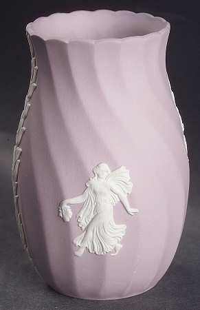 Cream Color on Lilac Jasperware 4" Vase