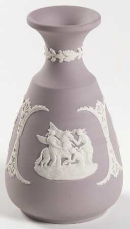 Cream Color on Lilac Jasperware Cameo Bud Vase