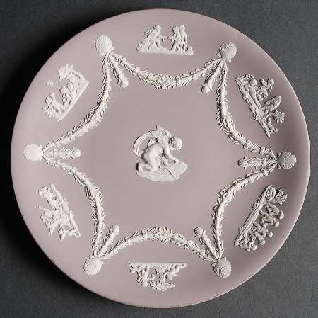 Cream Color on Lilac Jasperware Cupid Serving Plate