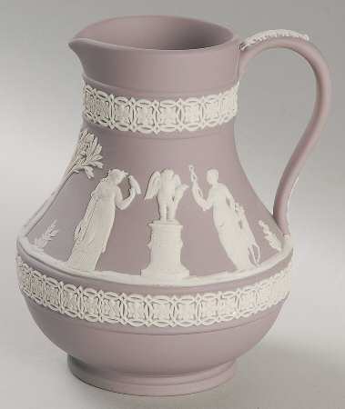Cream Color on Lilac Jasperware 5" Etruscan Jug