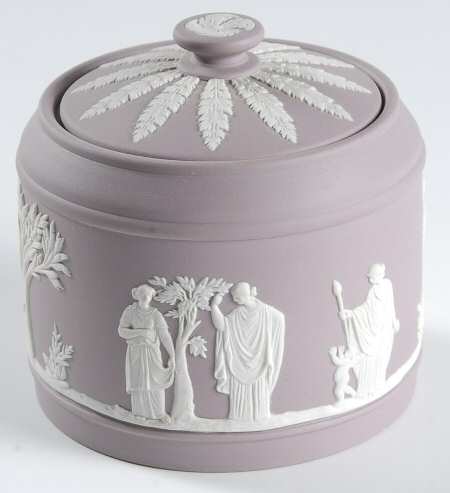 Cream Color on Lilac Jasperware Brewster Sugar Bowl & Lid
