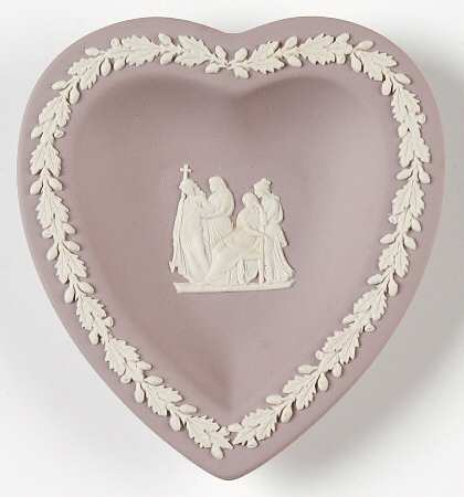 Cream Color on Lilac Jasperware Small Heart Shape Ashtray