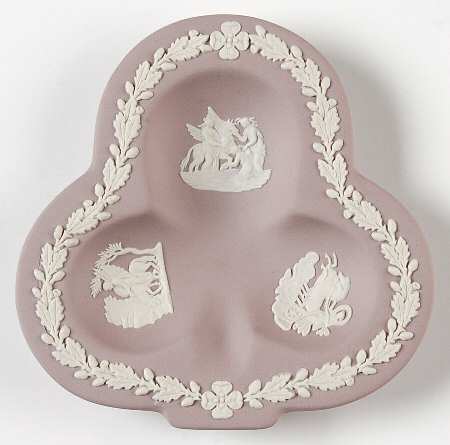 Cream Color on Lilac Jasperware Small Club Shape Ashtray