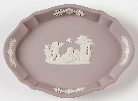 Cream Color on Lilac Jasperware Silver Tray