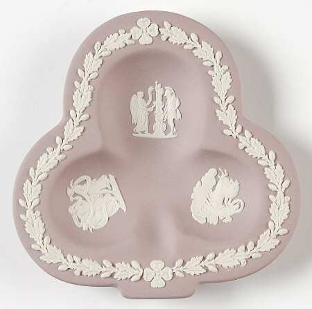 Cream Color on Lilac Jasperware Small Club Shape Ashtray
