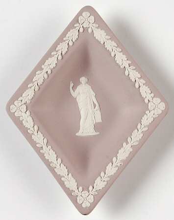 Cream Color on Lilac Jasperware Small Diamond Shape Ashtray