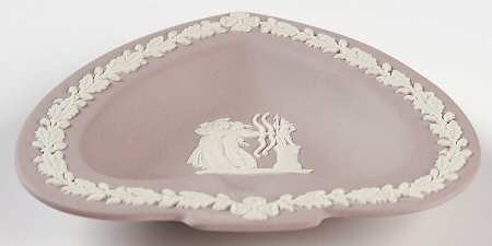 Cream Color on Lilac Jasperware Small Spade Shape Ashtray