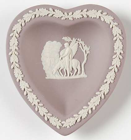 Cream Color on Lilac Jasperware Small Heart Shape Ashtray