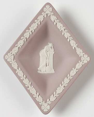 Cream Color on Lilac Jasperware Small Diamond Shape Ashtray