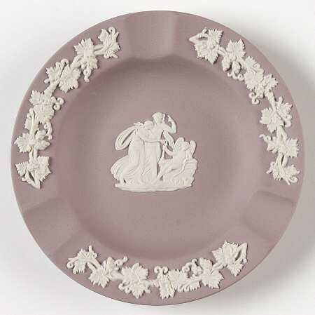 Cream Color on Lilac Jasperware 3 Slot Round Ashtray
