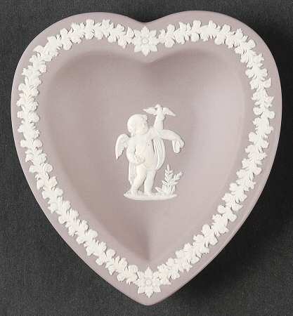 Cream Color on Lilac Jasperware Small Heart Shape Ashtray