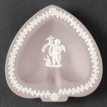 Cream Color on Lilac Jasperware Small Spade Shape Ashtray