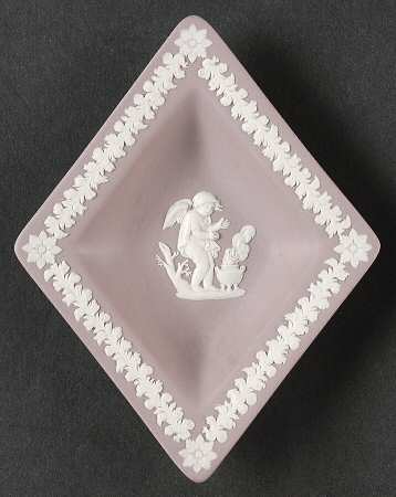 Cream Color on Lilac Jasperware Small Diamond Shape Ashtray