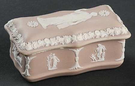 Cream Color on Lilac Jasperware Match Holder with Lid