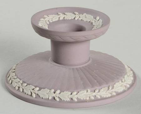 Cream Color on Lilac Jasperware Fluted Single Light Candlestick