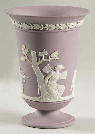 Cream Color on Lilac Jasperware 5" Vase