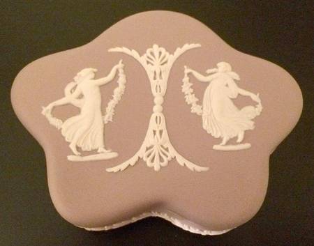 Cream Color on Lilac Jasperware Pentefoil Box No Lid