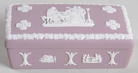 Cream Color on Lilac Jasperware 3" Rectangular Box & Lid