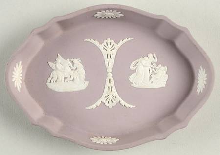 Cream Color on Lilac Jasperware Silver Tray
