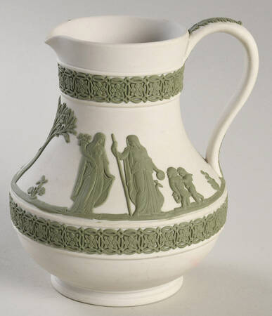 Celadon on Cream Color Jasperware Etruscan Jug