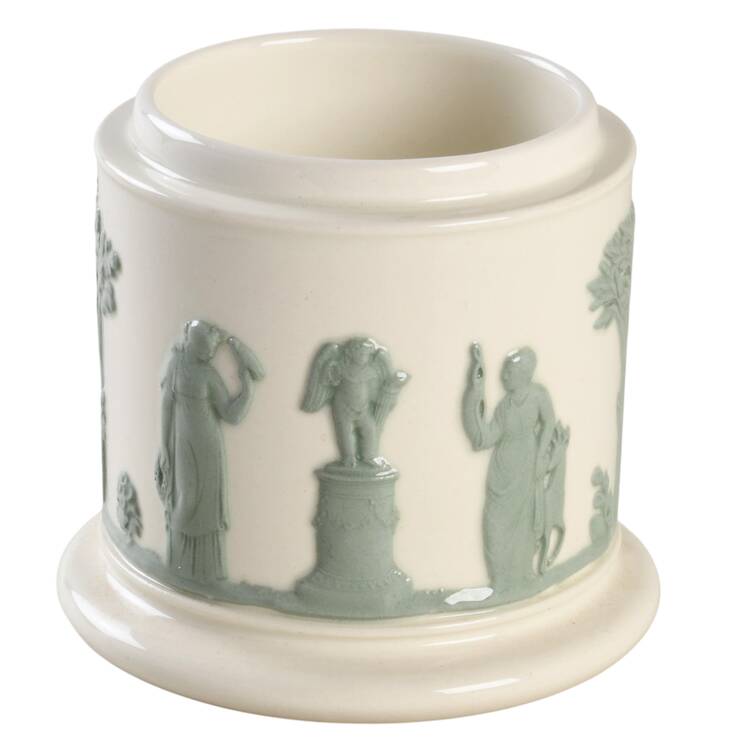 Celadon on Cream Color Jasperware Olympus Jar No Lid