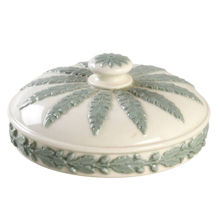 Celadon on Cream Color Jasperware Lid for Olympus Jar