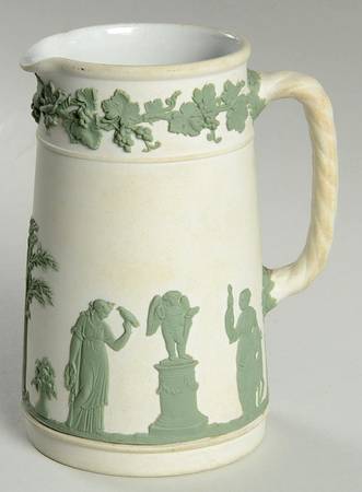 Celadon on Cream Color Jasperware Medium Trojan Jug