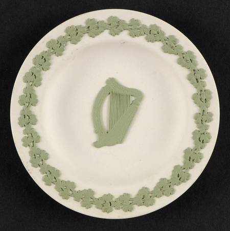 Celadon on Cream Color Jasperware Round Tray