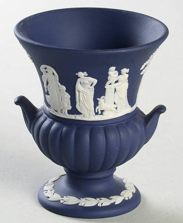 Cream Color on Portland Blue Jasperware Mini Bud Vase