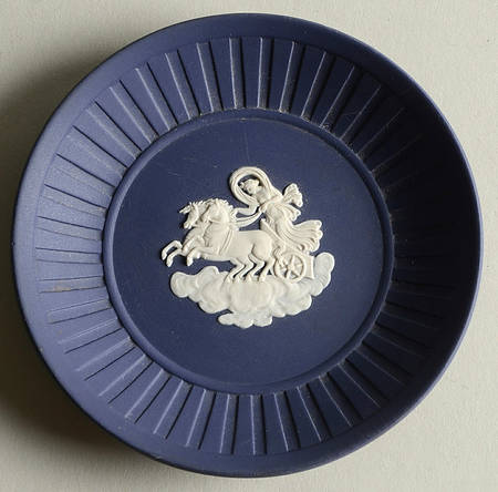Cream Color on Portland Blue Jasperware Fluted Tray