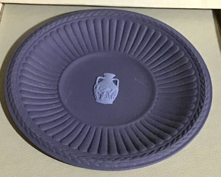 Cream Color on Portland Blue Jasperware 3" Round Sweet Dish