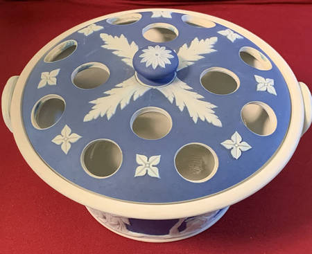 Cream Color on Portland Blue Jasperware Potpourri Jar & Lid