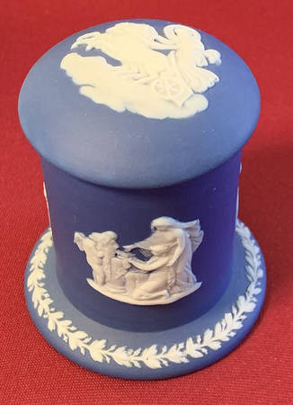 Cream Color on Portland Blue Jasperware Match Box & Lid