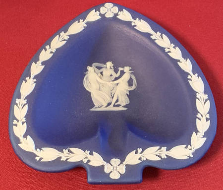 Cream Color on Portland Blue Jasperware Small Spade Shape Ashtray