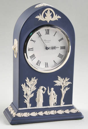 Cream Color on Portland Blue Jasperware Large Mantel Clock