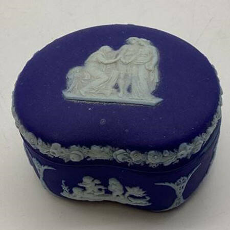 Cream Color on Portland Blue Jasperware Bean Box & Lid
