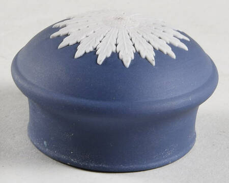 Cream Color on Portland Blue Jasperware Lid for Ink Pot