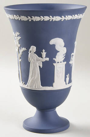 Cream Color on Portland Blue Jasperware Arcadian Vase
