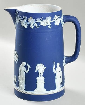 Cream Color on Portland Blue Jasperware Chocolate Pot No Lid