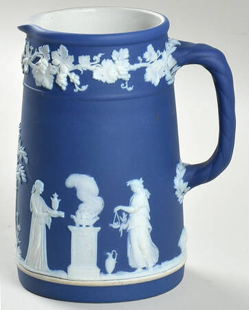 Cream Color on Portland Blue Jasperware Dutch Sacrifice Jug