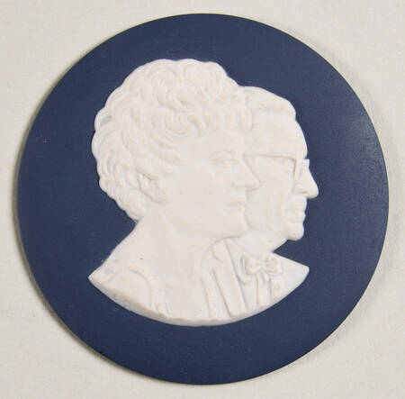 Cream Color on Portland Blue Jasperware Plaque