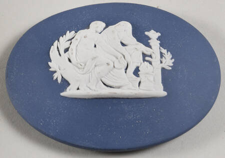 Cream Color on Portland Blue Jasperware Lid for Oval Apollo Box
