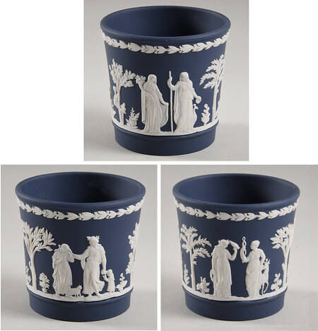 Cream Color on Portland Blue Jasperware 3" Brewater Jardiniere